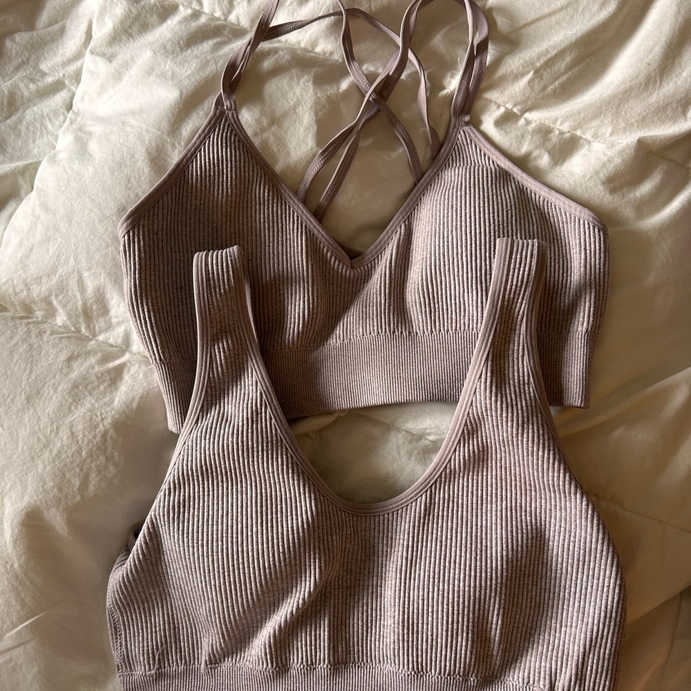 Women's Ribbed Knit Bralettes - Taupe